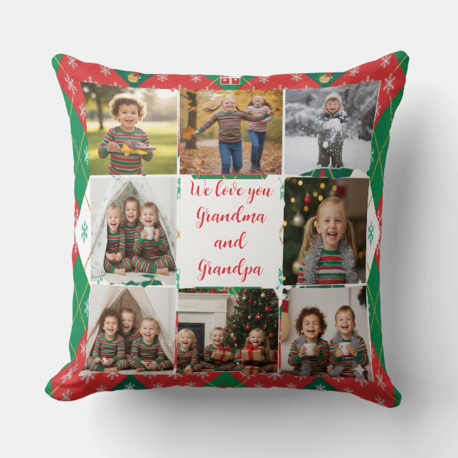 Almofada Festive Argyle Love Personalized Christmas (Frente)
