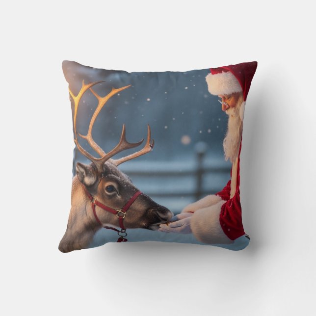 Almofada Festive Christmas Throw Pillow, Reindeer & Snowman (Verso)