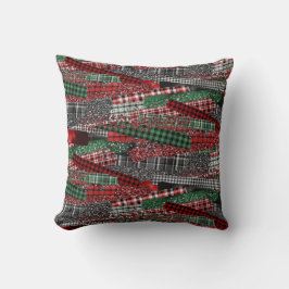 Almofada Festive Patchwork Plaid & Glitter Holiday Accent