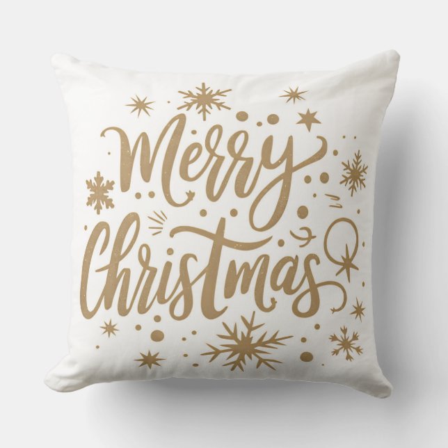 Almofada Festive Snowflake Merry Christmas Throw Pillow (Frente)