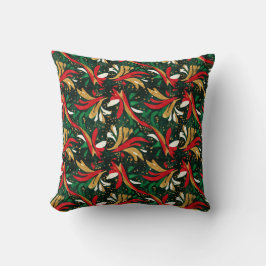 Almofada Festive Wild Bouquet Pattern – Red, Gold & Green A