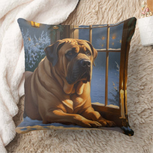 Almofada Festivo Bullmastiff com Férias de Natal