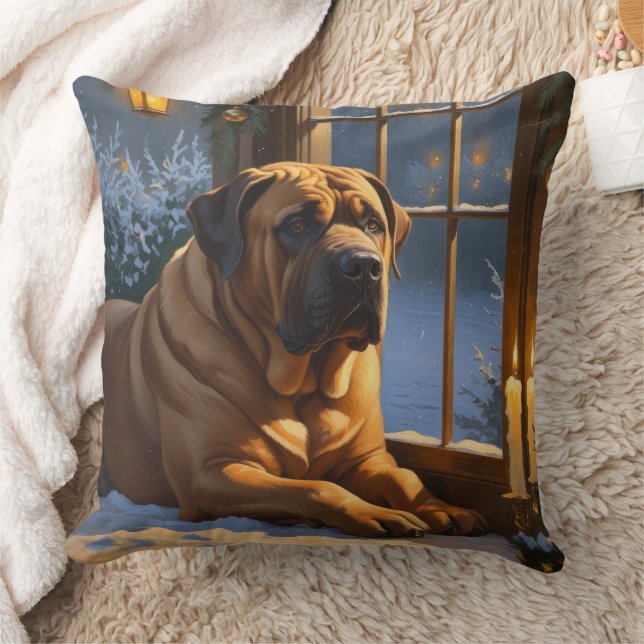 Almofada Festivo Bullmastiff com Férias de Natal (Cobertor)