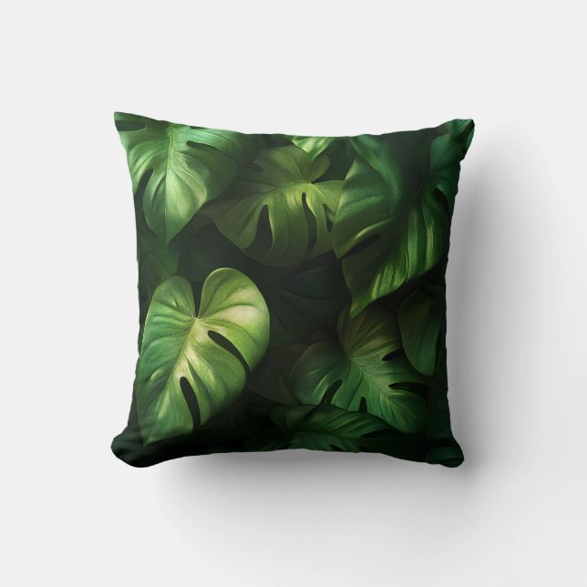 Almofada Feuilles de Monstera Tropicales - Design Vert Luxu (Frente)