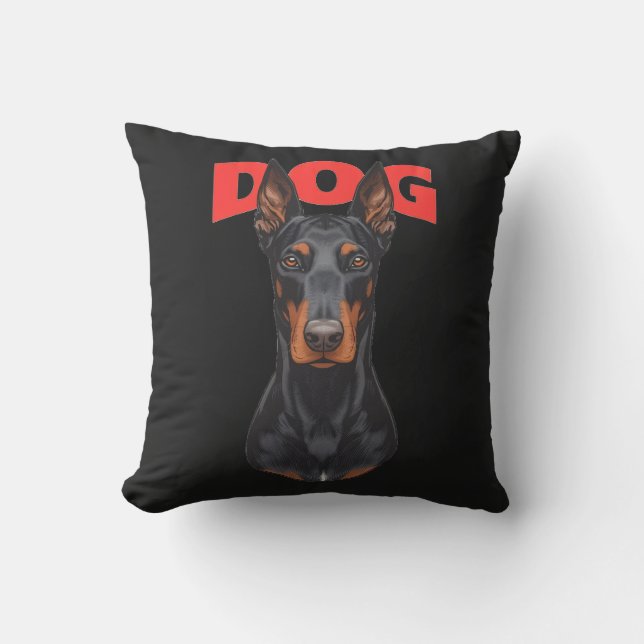 Almofada Fierce Doberman Dog Pillow – Strong and Elegant Gu (Frente)