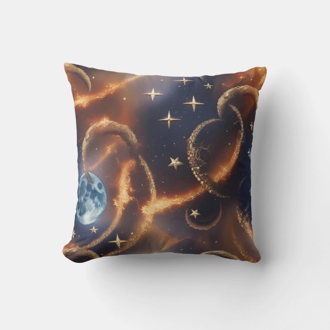 Almofada Fiery Orange Celestial Moon Pillow (Frente)