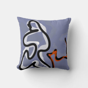 Almofada Figura com Feline: Abstrato azul, laranja, B e W