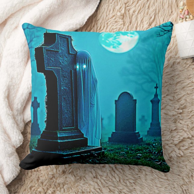 Almofada Figura fantasma em um Design cemitério (Cobertor)