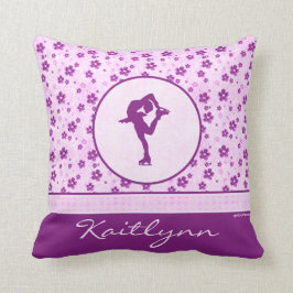 Almofada Figura patinador personalizada Purple Heart floral