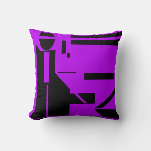 Almofada Figura preta, Design geométrico em segundo plano r (Frente)