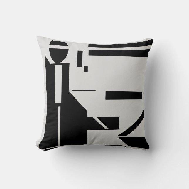 Almofada Figura preta na Abstrato de fundo da Cinza clara (Frente)