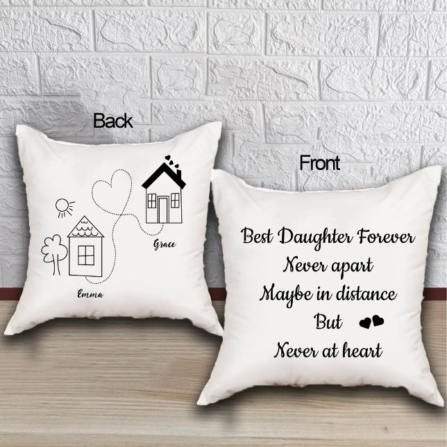 Almofada Filha e Mãe Relacionamento de Amor a Longa Distânc (Daughter and Mom Long Distance Love Relationship Throw Pillow)