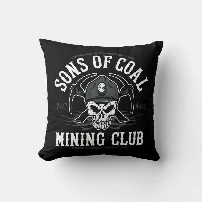 Almofada FILHOS DO clube de mineração de CARVÃO (Frente)