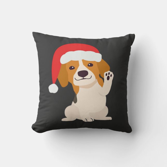Almofada Filhote de Beagle com chapéu do Papai Noel para am (Frente)