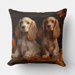 Almofada Filhote de Cocker Spaniel Delícia de Outono Abóbor
