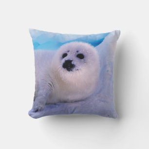 Almofada Filhote de Foca Pequena Coberto de Flocos de Neve
