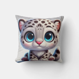 Almofada Filhote de leopardo-das-neves de desenho animado c
