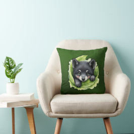 Almofada Filhote de lobo no verde: