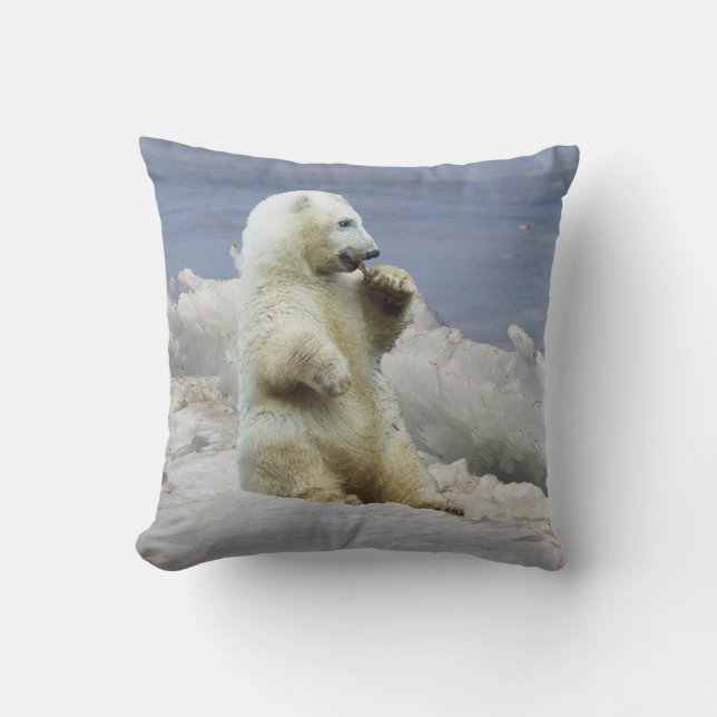 Almofada Filhote de Urso Polar Fofo & Gelo Ártico (Frente)