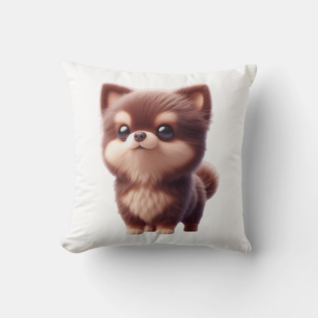 Almofada Filhote Fofo e Felpudo � Design de Cachorro Adoráv (Frente)