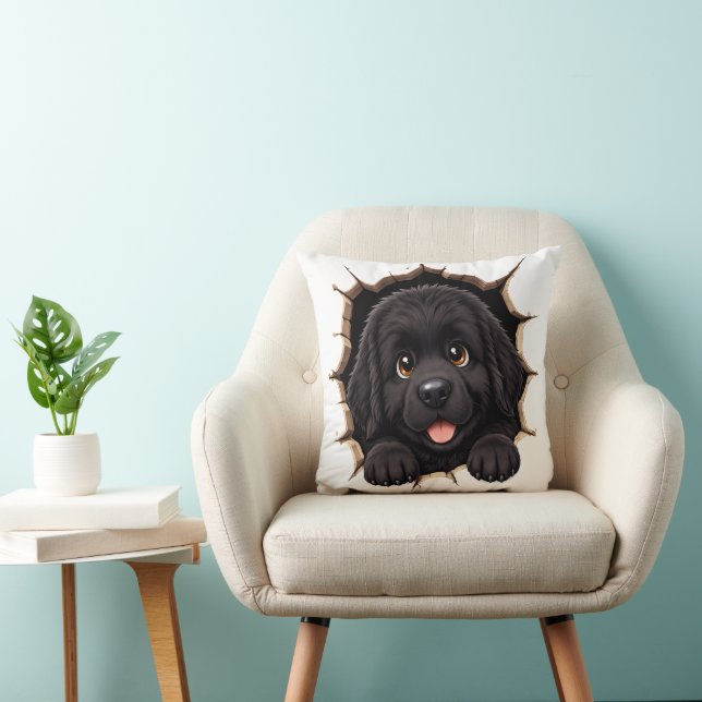 Almofada Filhote Newfie Peek A Boo (Cadeira)