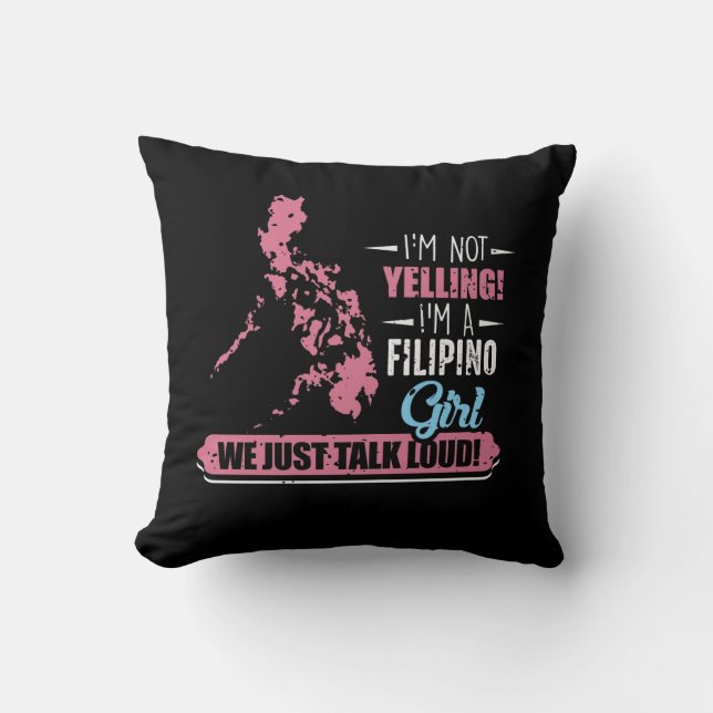 Almofada Filipinas Menina Humor Filipino Gritando Filipina (Frente)