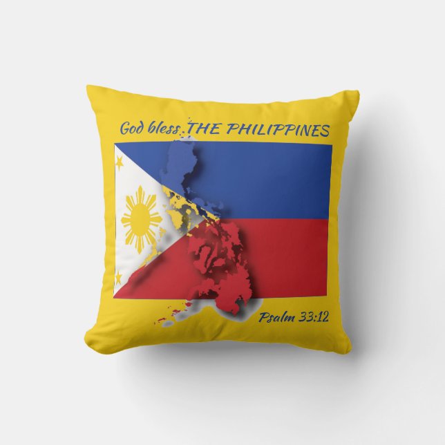 Almofada FILIPINO FLAG Filipinas - Escritura AMARELO Person (Frente)