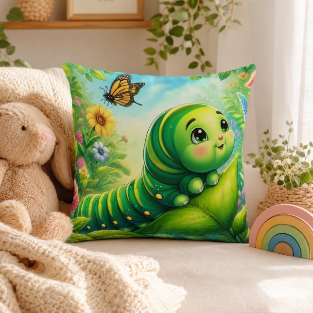 Almofada Finja Que Sou Uma Lagarta Adultos Crianças  (Pretend I'm A Caterpillar Adults Kids Throw Pillow)