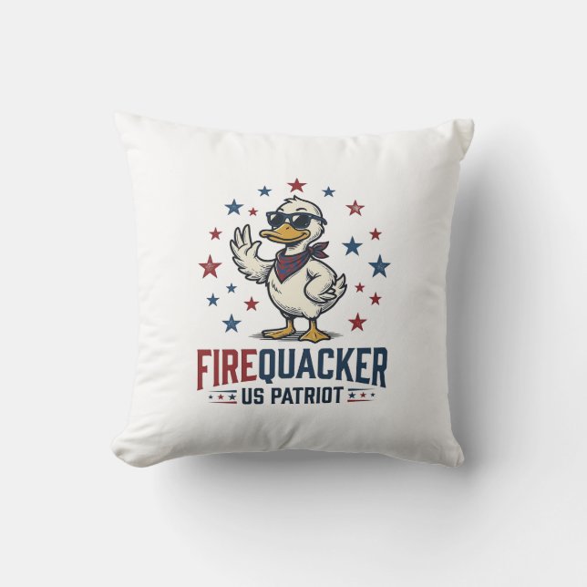 Almofada Firequacker Pato Patriótico Camisa Vintage Design_ (Frente)