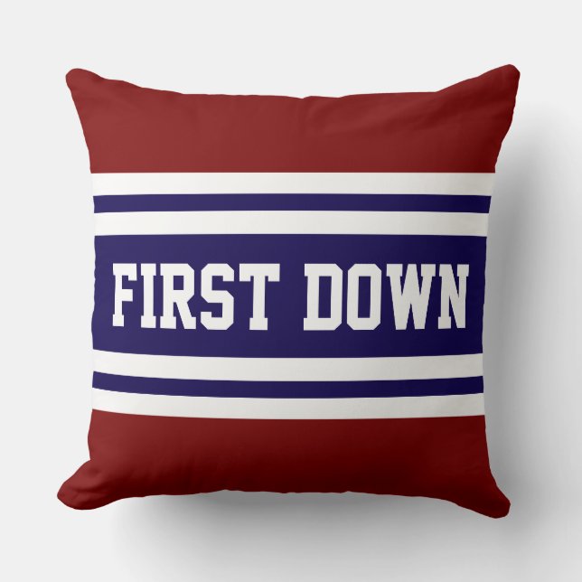 Almofada FIRST DOWN Navy Deep Red White Racing Stripes (Frente)