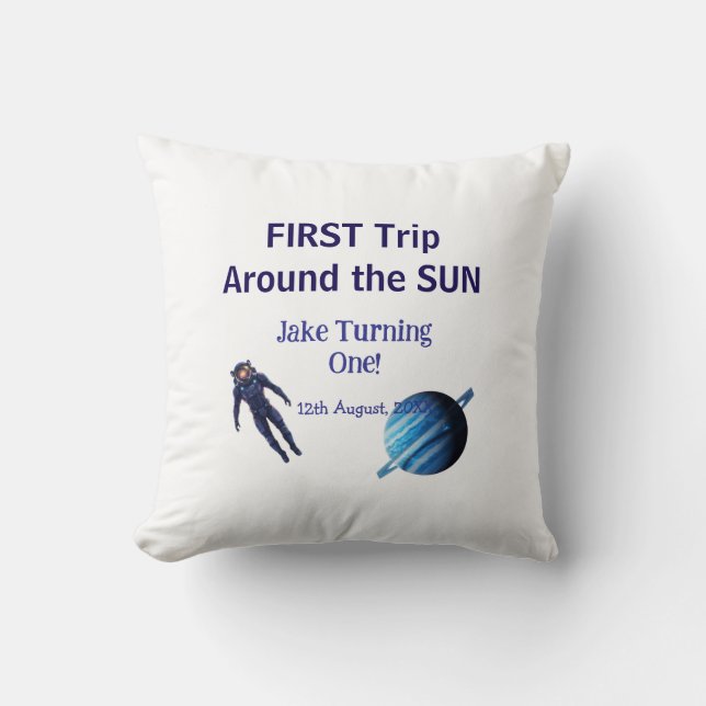 Almofada First trip around the sun planet astronaut birthda (Frente)