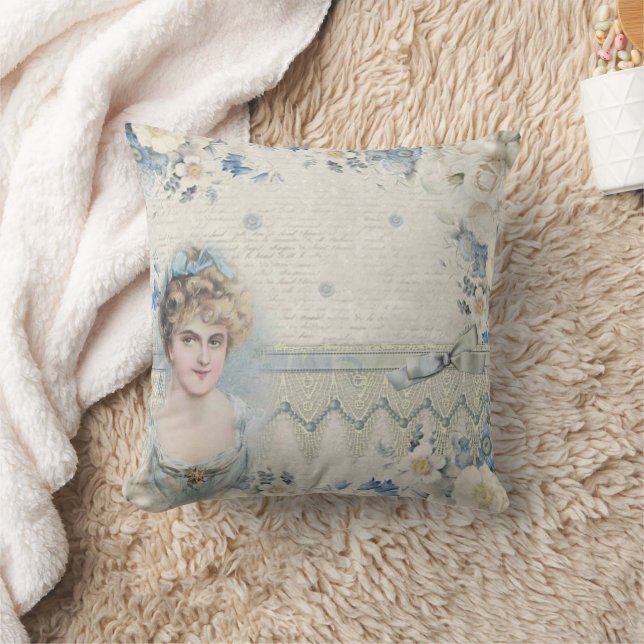 Almofada Fita Azul Vintage Shabby Chic para Dama (Cobertor)