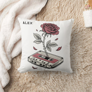 Almofada Fita Cassete Retro Rosa Nome Personalizado
