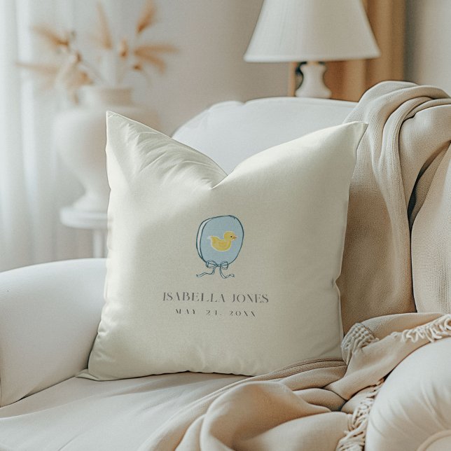 Almofada Fita de Borracha Elegante para Bebê Pato (Elegant Rubber Ducky Ribbon Baby Throw Pillow)