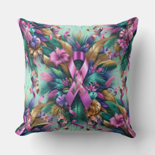 Almofada Fita de Cancer Rosa Metálico Tropical