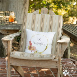 Almofada Fita De Flor Selvagem Personalizada Com Nome Famil