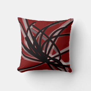 Almofada Fitas de Abstrato artístico de Cinza vermelho mar
