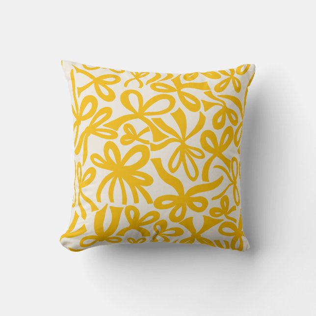 Almofada Fitas e laços Coquette amarelo dourado (Frente)