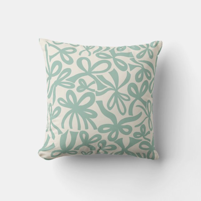 Almofada Fitas e laços de Coquette Teal Suave  (Frente)
