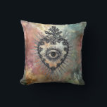 Almofada Flaming Heart Throw Pillow<br><div class="desc">The symbolism of the flaming heart with an all-seeing eye often represents divine love and compassion. This artwork was made by artist Deborah K using AI.</div>
