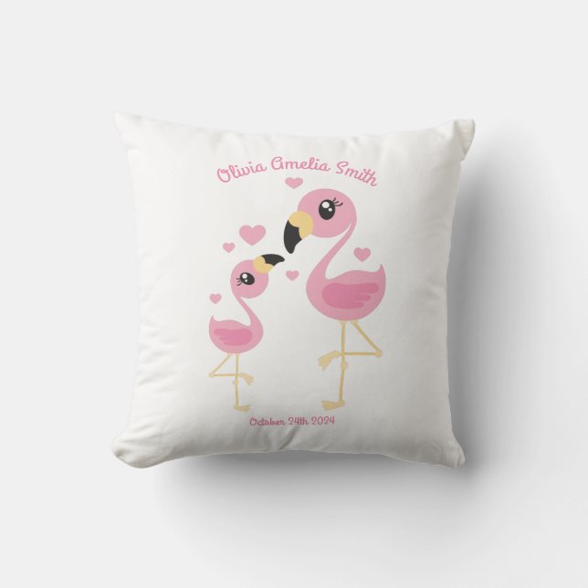 Almofada Flamingo Chá de fraldas Cute Tropical (Frente)
