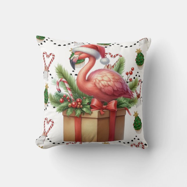Almofada Flamingo Christmas Themed (Frente)