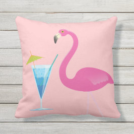 Almofada Flamingo & cocktail no travesseiro exterior coral