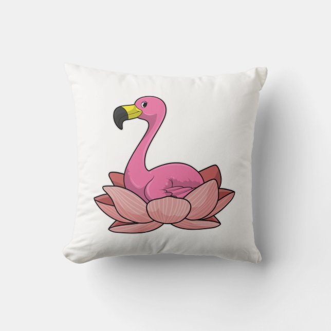 Almofada Flamingo com flor de Lotus (Frente)