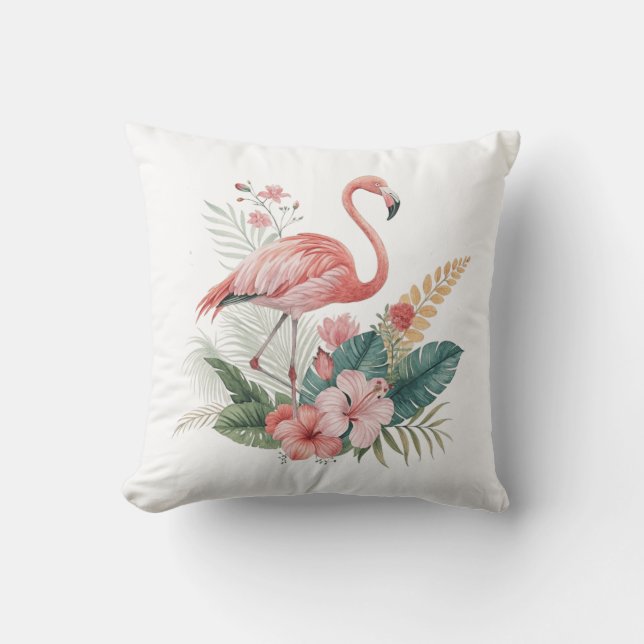 Almofada Flamingo Com Flores (Frente)