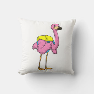 Almofada Flamingo como Alunos com saco escolar