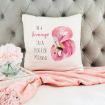 Almofada Flamingo, Cor de Água Rosa Moderna, Com Citação<br><div class="desc">Flamingo,  Cor de Água Rosa Moderna,  Com Citação</div>
