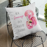 Almofada Flamingo, Cor de Água Rosa Moderna, Com Citação<br><div class="desc">Flamingo,  Cor de Água Rosa Moderna,  Com Citação</div>