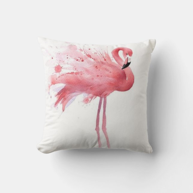 Almofada Flamingo cor-de-rosa - branco (Frente)