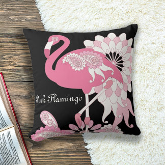 Almofada Flamingo Cor-de-rosa preto personalizado